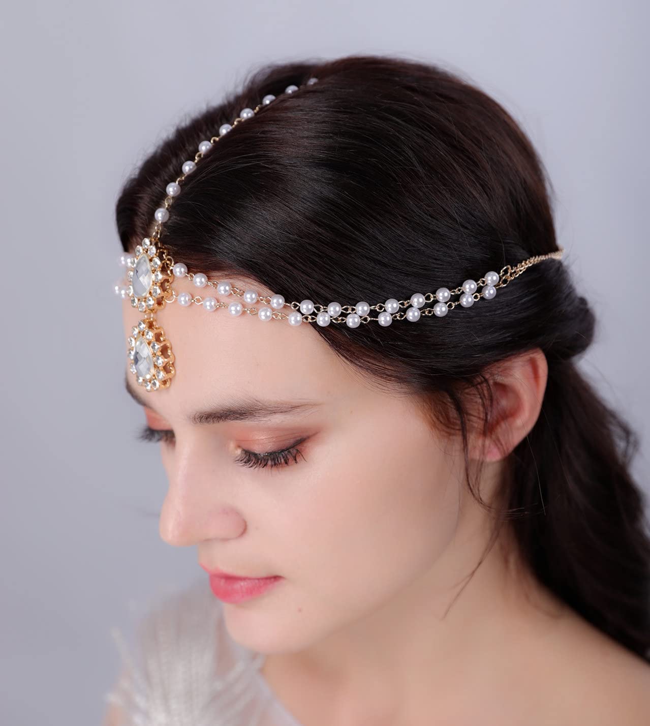 Sither Crystal Head Chain for Women Bridal Rhinestones Headchain